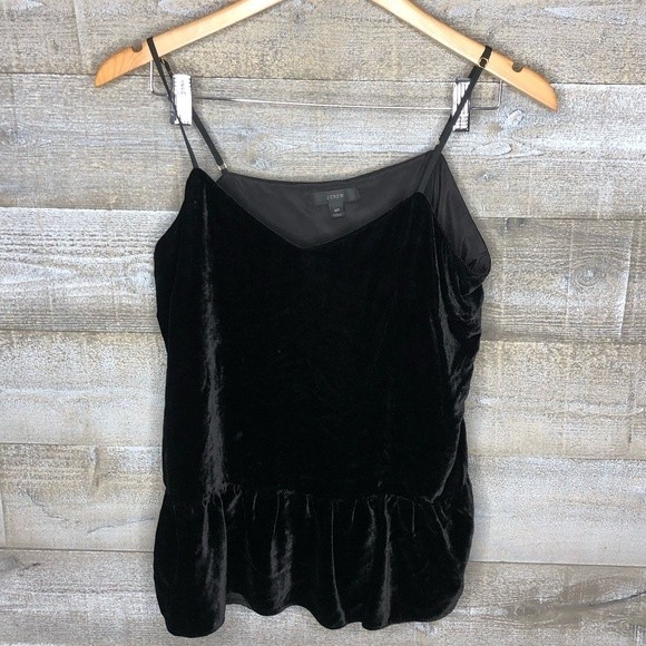 J Crew 10 tall black velvet peplum tank top 10 tall holiday top - Picture 1 of 3
